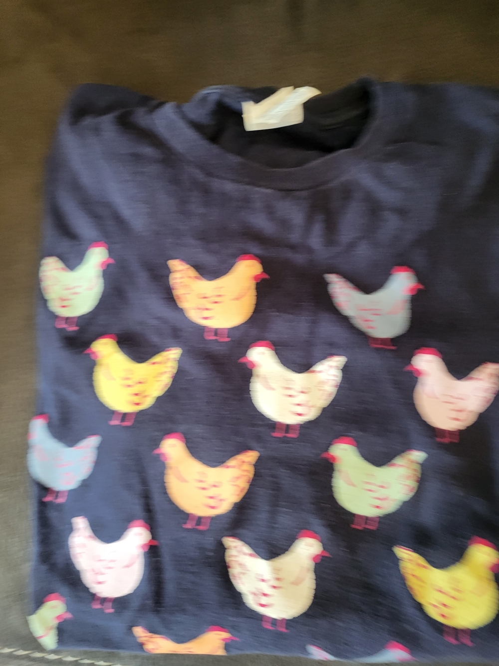 Adults Navy Chicken Print T-Shirt